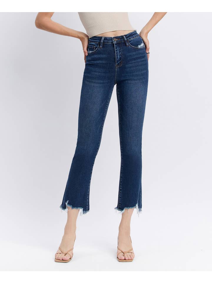 CHEMICAL MOOD HIGH RISE DISTRESSED HEM KICK FLARE JEANS T5414 for wholesale on Faire