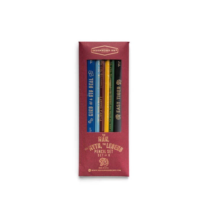 Pencil Set - "The Man, The Myth, The Legend" for wholesale by DesignWorks Ink