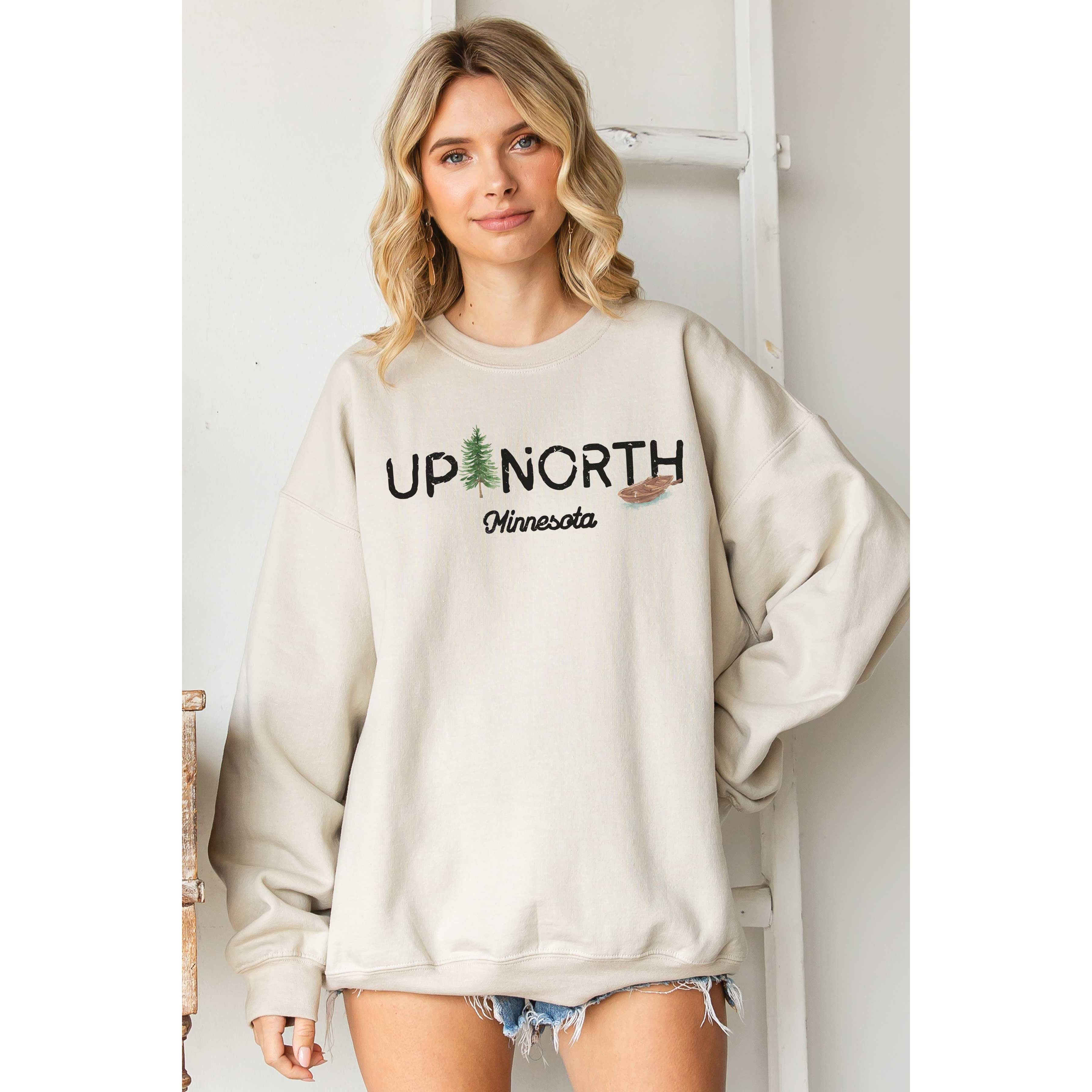 BLUME & CO. - Wholesale Graphic Sweatshirt - Women's - UP NORTH MINNESOTA Oversized Graphic Sweatshirt