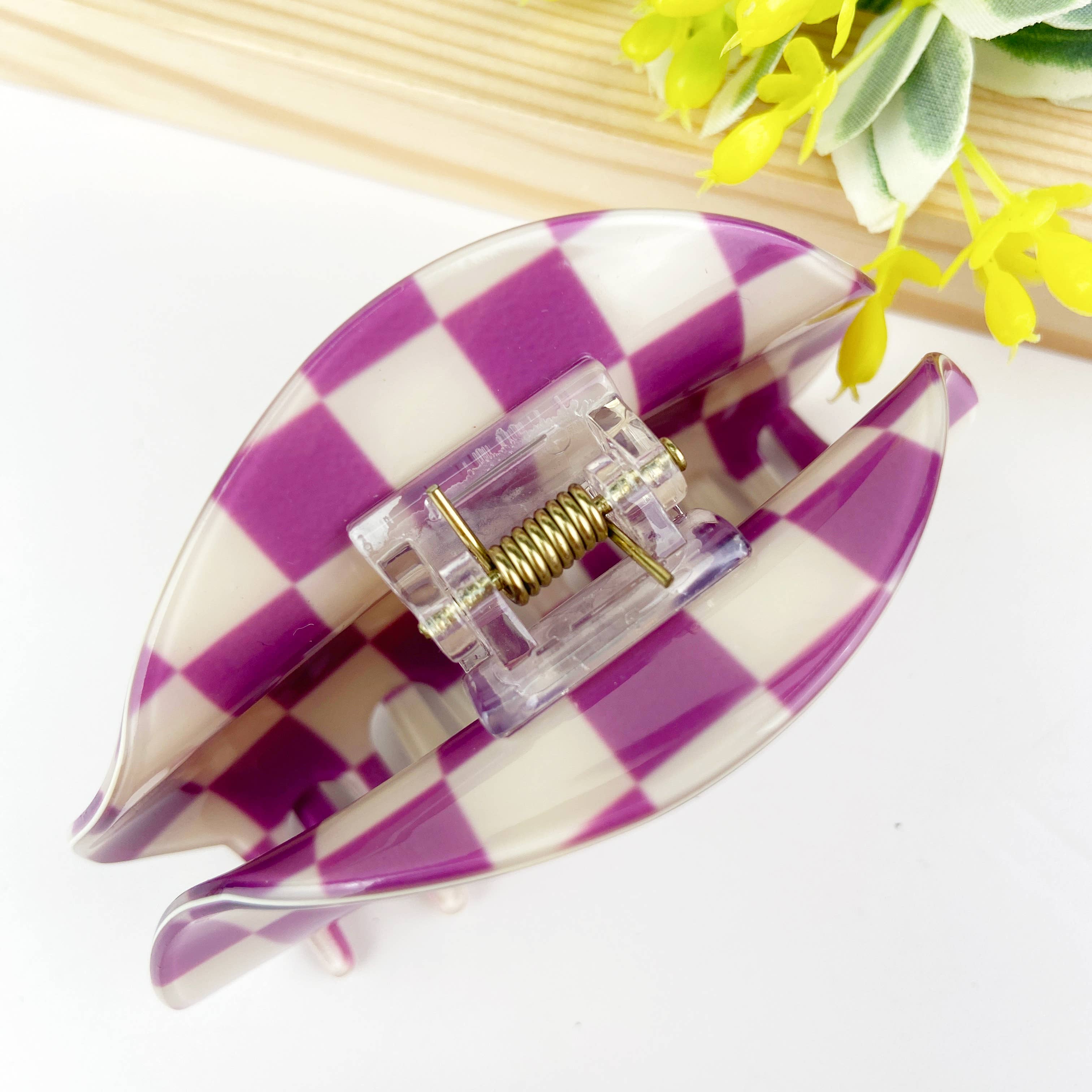 TheDivaSoap - Wholesale Hair Clip - Women's - Checkerboard semicircle hair claw clip8