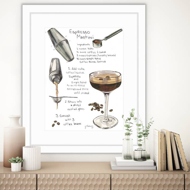 Jackie Maloney Studio - Wholesale Art print - Espresso Martini - Cocktail Recipe Art2