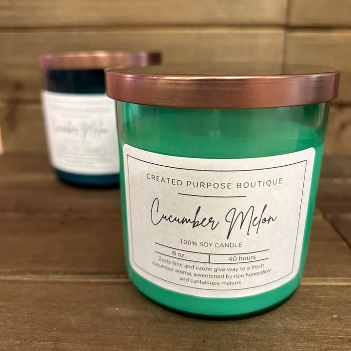 Cucumber Melon - Bougie à la cire de soja - Gobelet de 8 oz pour la vente par Created Purpose Boutique