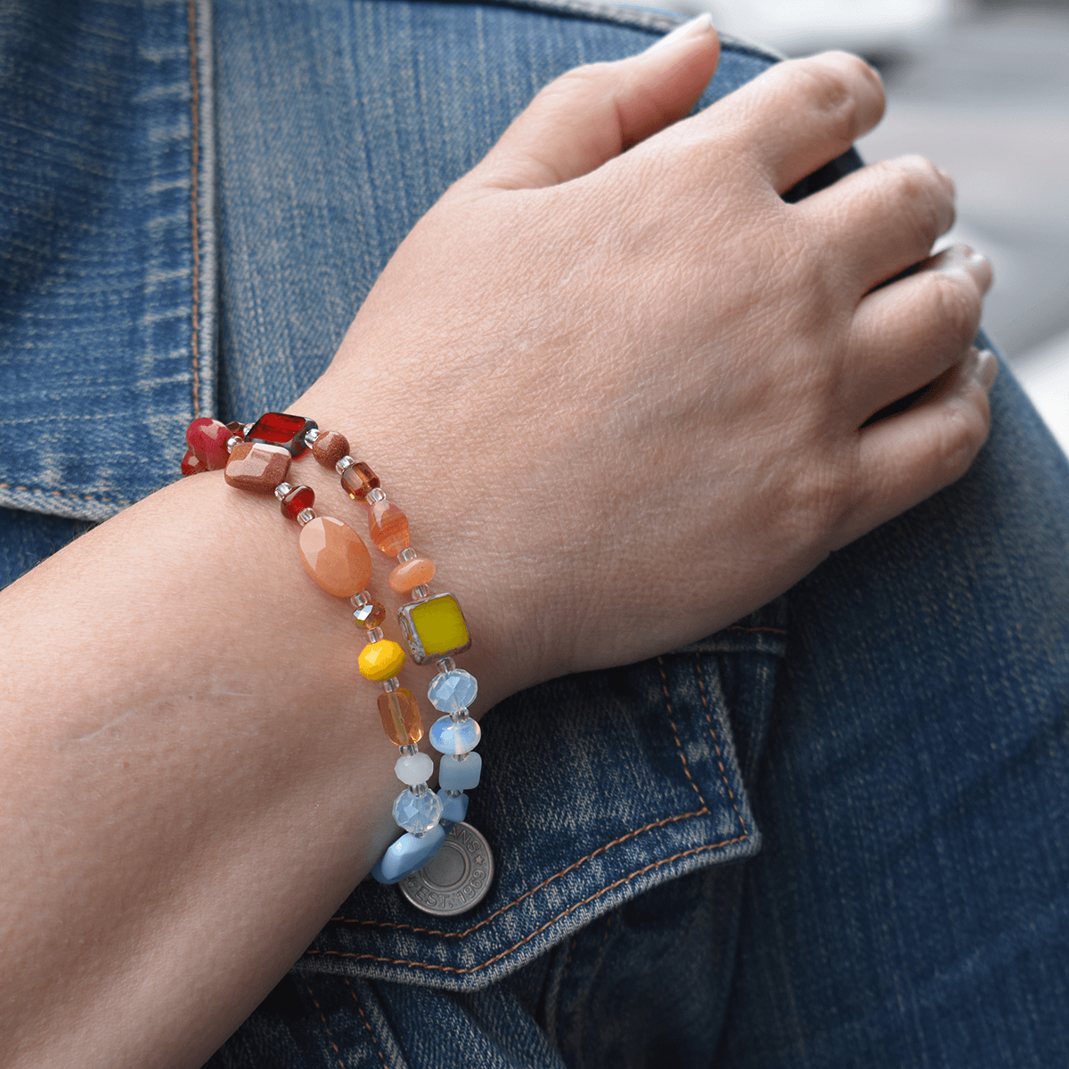 Stefanie Wolf Designs - Wholesale Beaded Bracelet - Rainbow Mix Medley 2-Strand Bracelet1