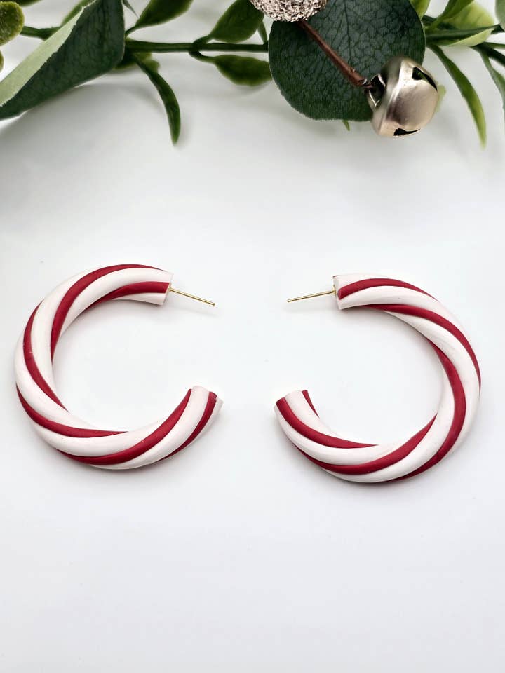 Boucles d'oreilles créoles Candy Cane pour la vente par Beckys Creations