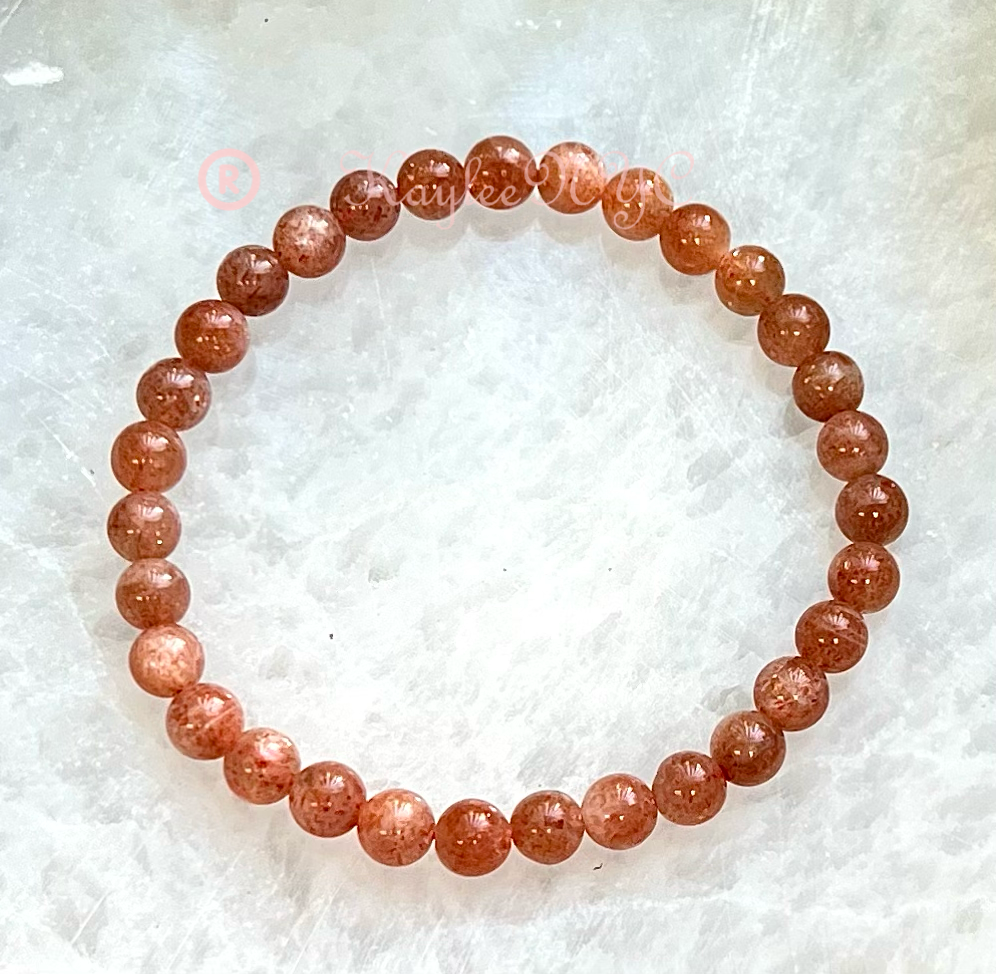 KayleeNYC - Wholesale Beaded Bracelet - Natural Sunstone 6mm 7.5” Crystal Healin3