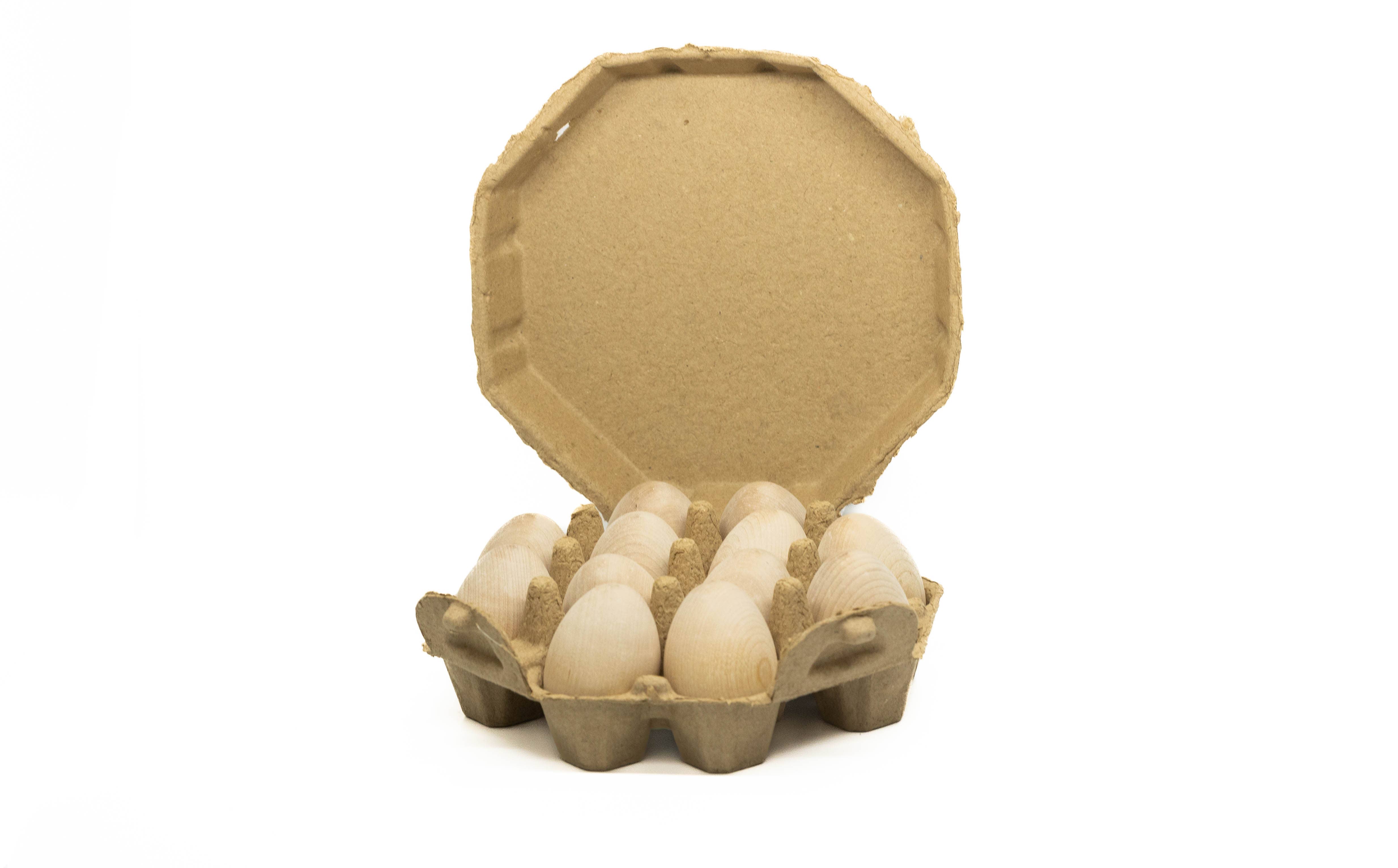Daddy J's Ventures - Wholesale Decorative Tabletop Object - One Dozen Wooden Eggs In Round Carton