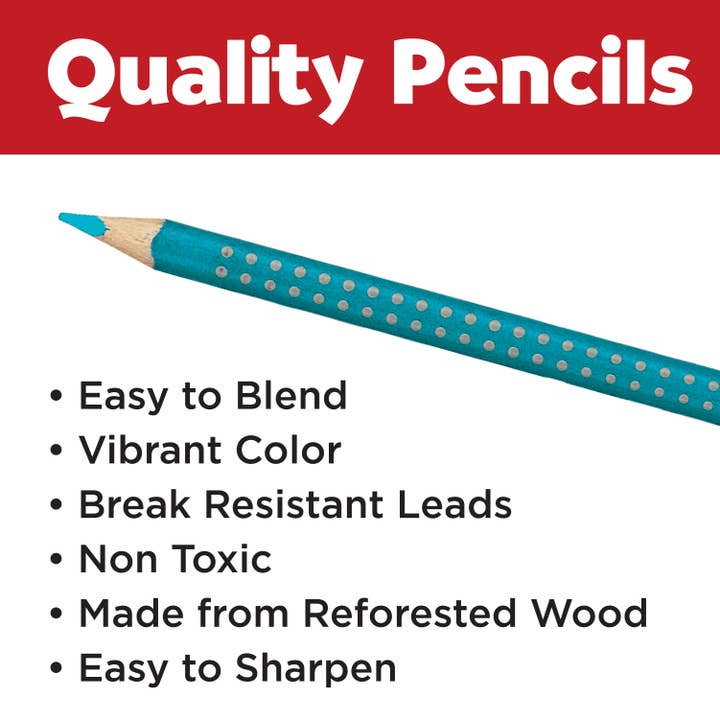 Faber-Castell / Creativity for Kids - Wholesale Colored Pencil - 12 Grip EcoPencils - Colored Pencils w/ Raised Grip