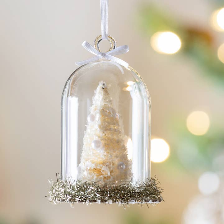 Park Hill Collection - Wholesale Christmas Decoration - Frosted Sisal Tree in Cloche Ornament1