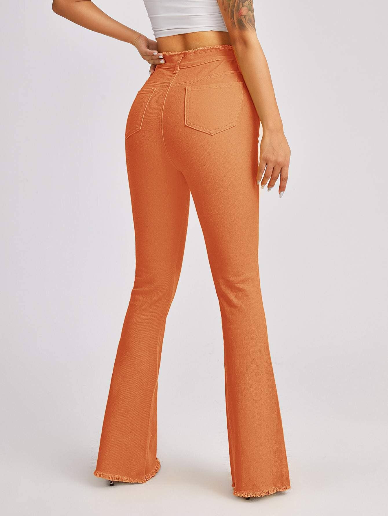 Queen Fashion - Wholesale Jeans - Women's - high waist lace up front flare leg jeans1