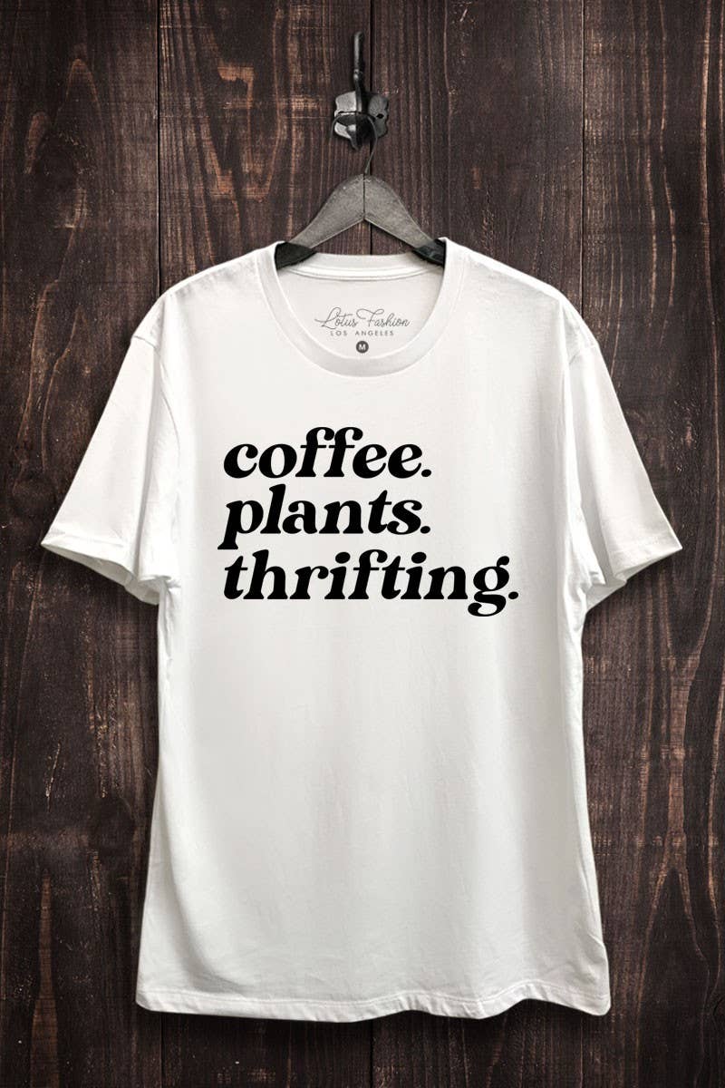 Lotus Fashion Collection - Wholesale Screen Printed T-Shirt - Women's - Coffee Plants Thrifting Graphic Top2