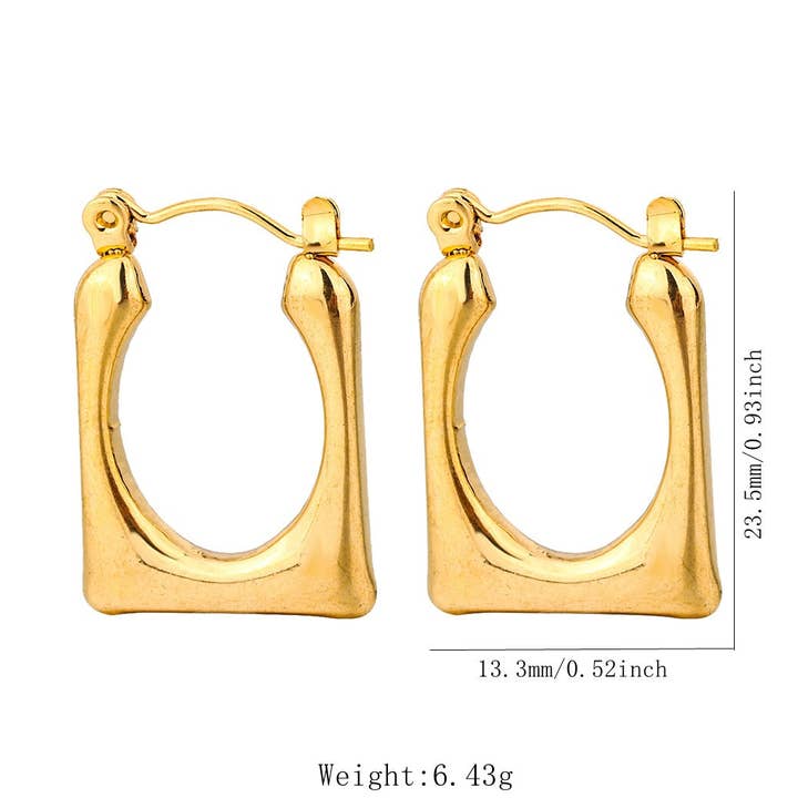 1 Pair of Gold Plated Stainless Steel Hoop Earrings for wholesale by Gooddiy