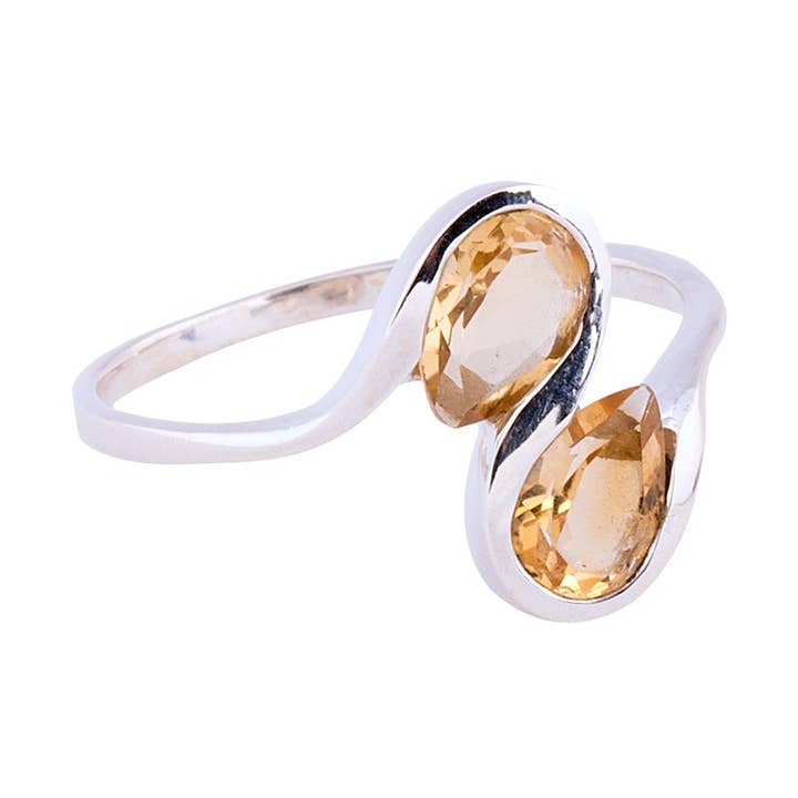 2 STONE TWIST CITRINE RING for wholesale by Benjamin International