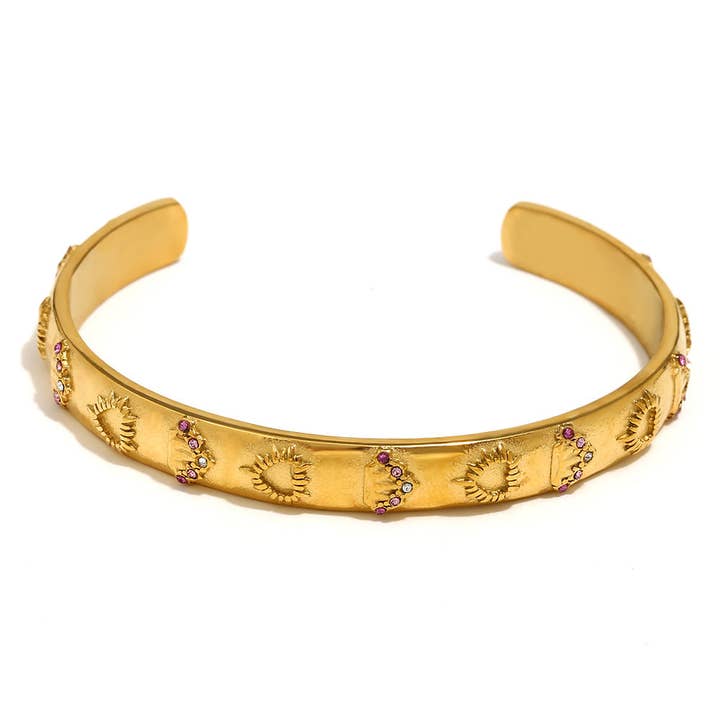 Mio Queena - Wholesale Cuff Bracelet - Tarot Style 18K Gold Plated S.Steel Cuff Bangle - FGS/MS