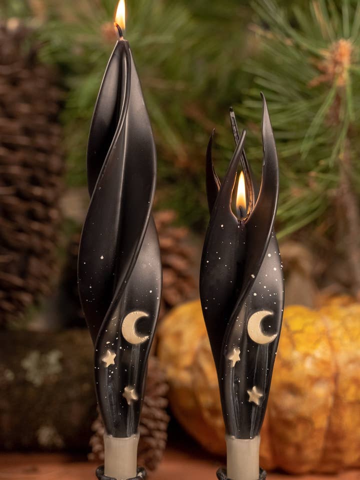 Black Night Silhouette Pair of Beeswax Candles for wholesale by Summerfield Candles