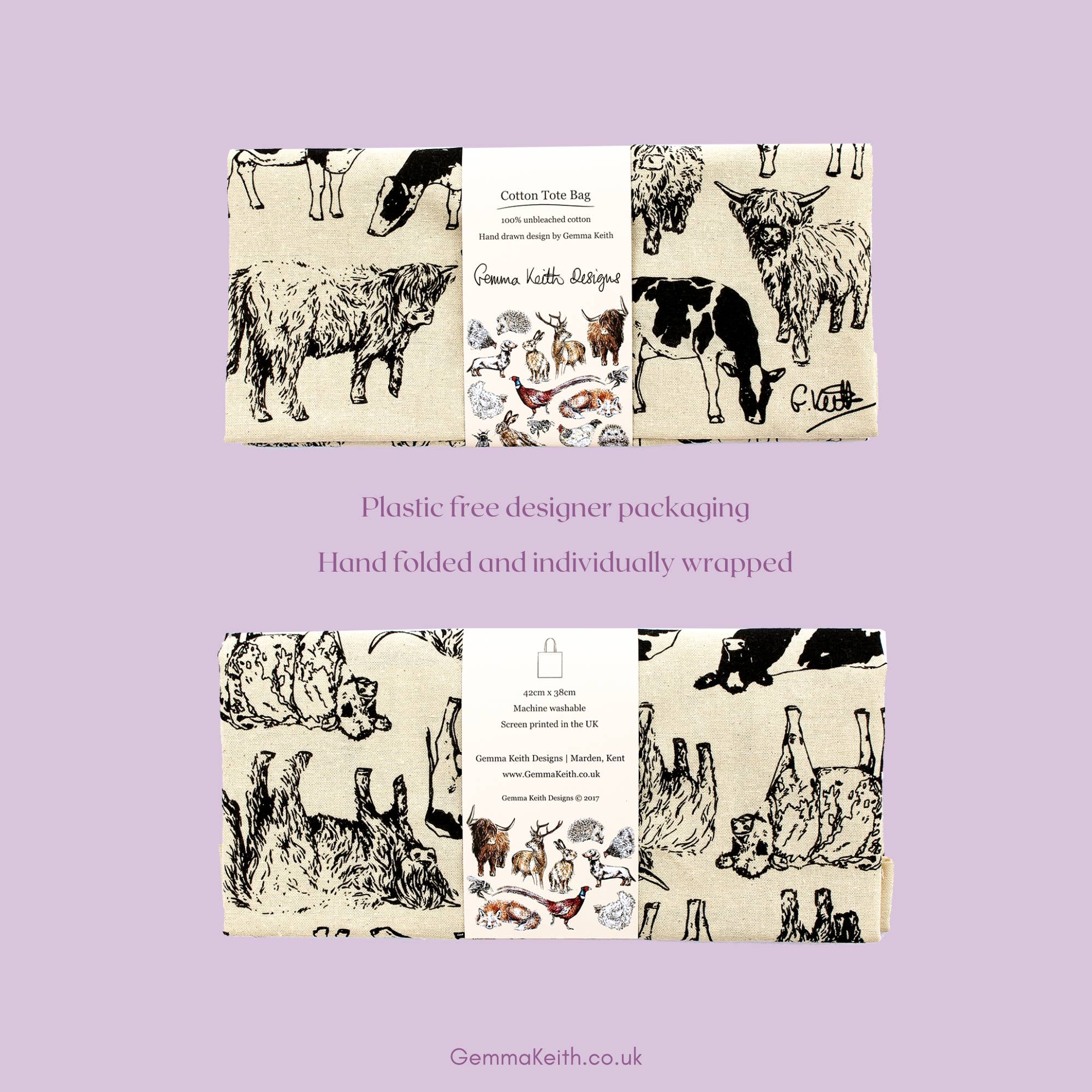 Gemma Keith Designs – wholesale Tote bag – Women's – Cows Design Screen Printed Cotton Tote Bag3