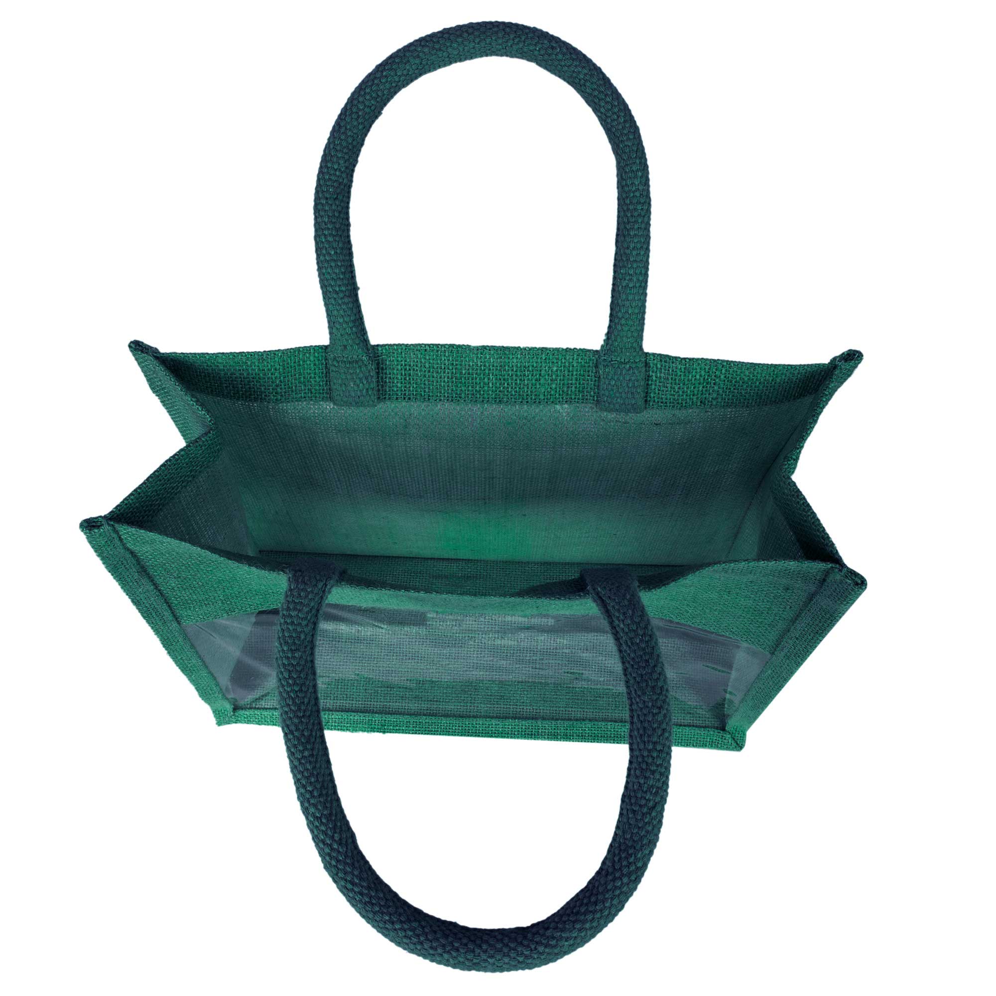 ecojutebags – wholesale Bärkasse - Unisex – Återanvändbara juteväskor – Set om 4 med PVC-fönsterpanel14