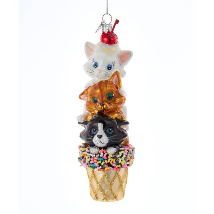 5.5"NOBLE GEM ICE CREAM CONE W/CATS for wholesale by Kurt S. Adler, Inc.