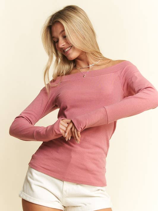 Top a spalle scoperte a coste tinta unita taglie forti per la vendita all'ingrosso da parte di JADE BY JANE