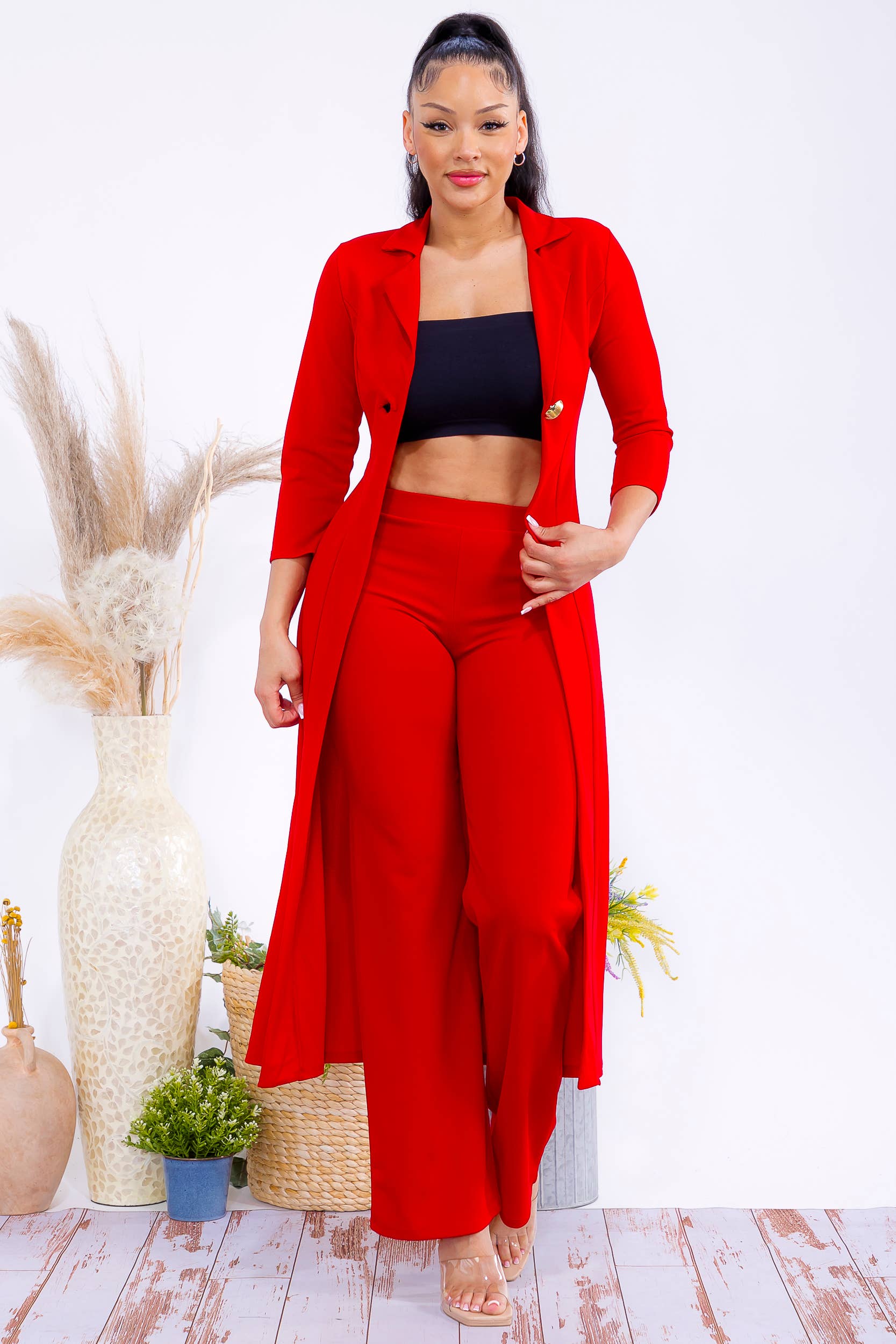 H&H Fashion Inc. – wholesale Top & pants set (NOT Loungewear) – Women's – HH785X-S Plus Size Elegant Blazer & Wide-Leg Pants Set2