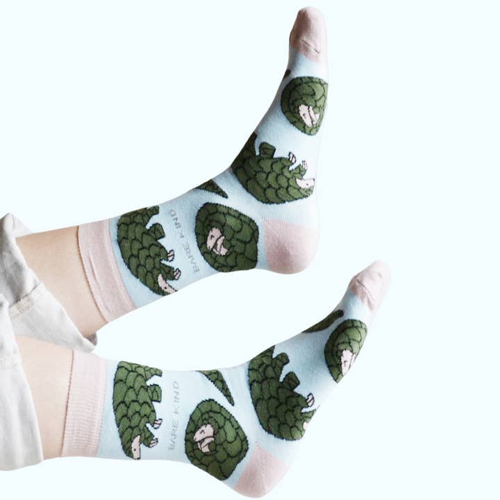 Bare Kind Socks - Wholesale Socks - Unisex - Pangolin Socks | Bamboo Socks | Pastel Blue Socks