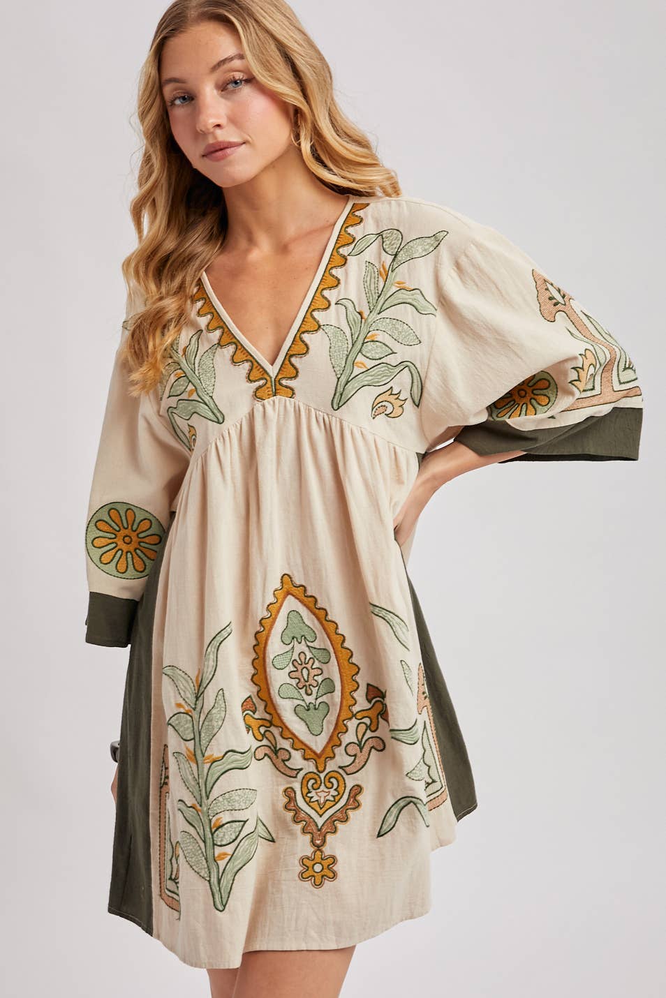 Bluivy - Wholesale Dress - Women's - BOHO EMBROIDERED BABYDOLL DRESS3