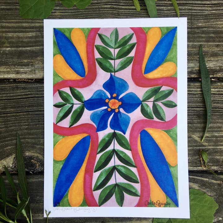 Folk Art Cross- Christian Art Print for wholesale by Carla Quigley Art