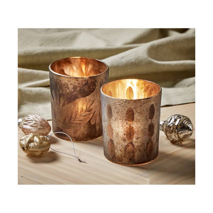 tag - Wholesale Candle Holder - Shimmer Handcut Leaf Tealight Holder - Antique Gold