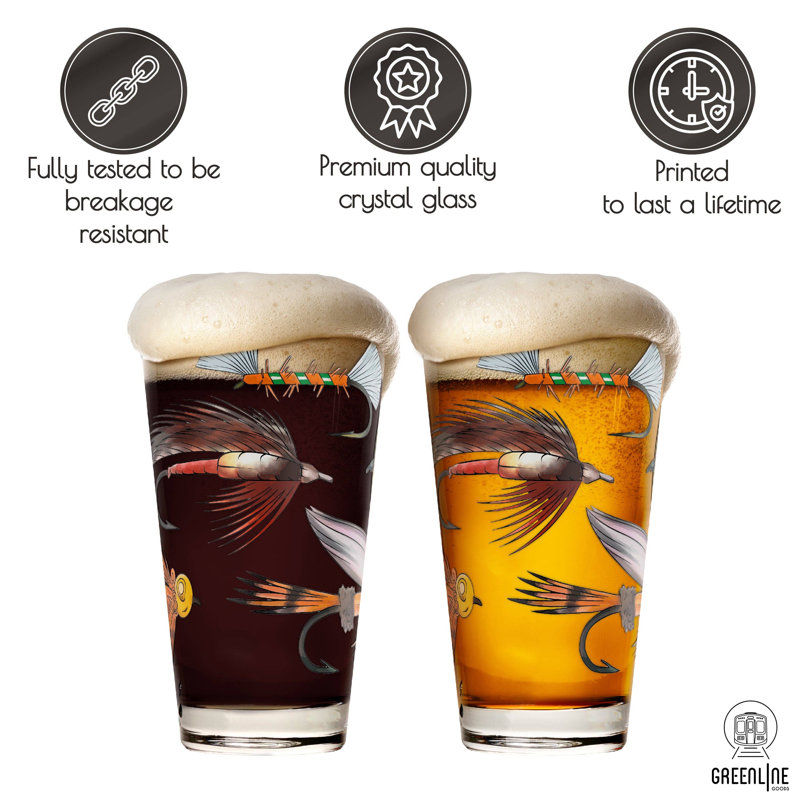 Greenline Goods - Wholesale Beer Glass/Mug - Fly Fishing Lures Beer Glass Set4
