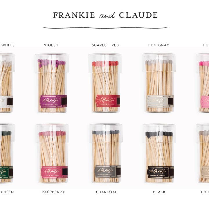 Frankie & Claude – wholesale Tändsticka – Kolgrå långstammade tändstickor i glasburk: höst och vinter
