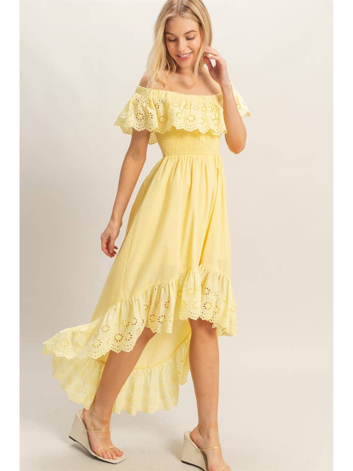 Off Shoulder Smocked Dress for wholesale by HYFVE