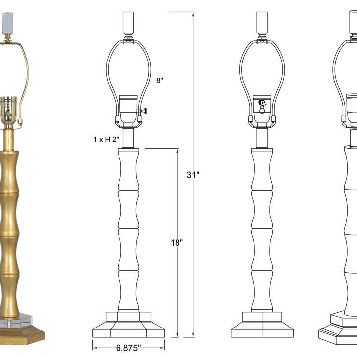 Couture Lamps - Vendita all'ingrosso Lampada da scrivania/d'accento - Lampada da tavolo Moso da 31" - oro (solo base/arpa/finial)1
