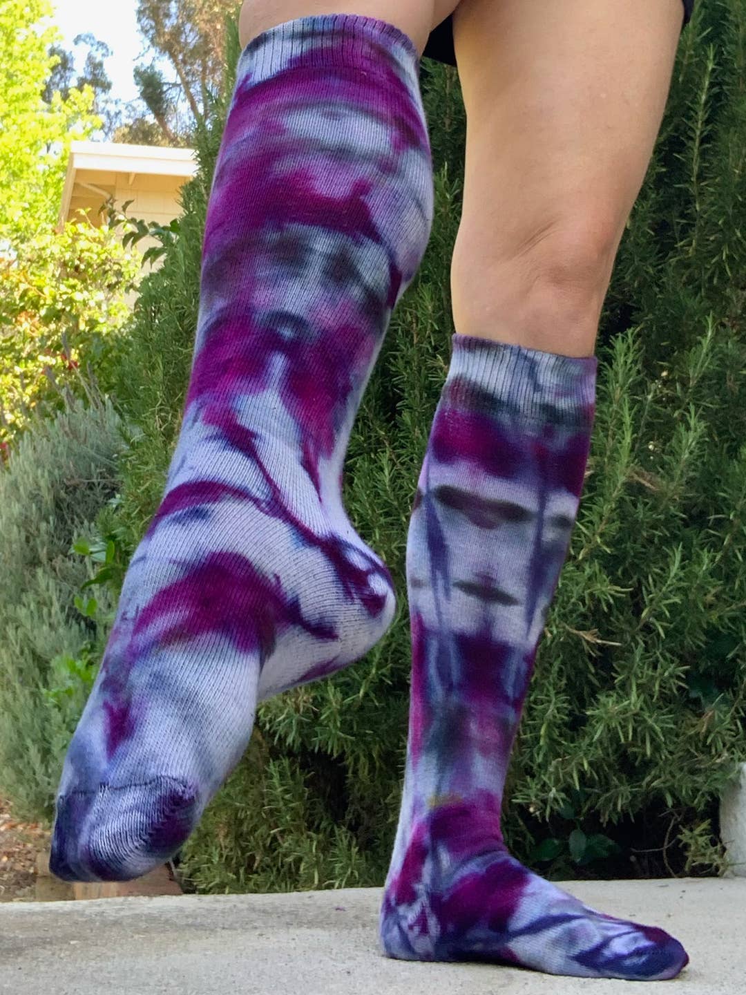 RocknSocks - Wholesale Socks - Women's - Purple Rain Tie Dye Organic Cotton Knee High4