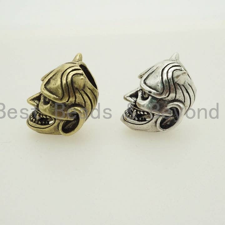 BestBeads&Beyond – wholesale Individuell berlock/hänge – Antik Evil Goblin Head Bead, 550 Paracord Skull Charm, Överlevnad Armband Pärlor, Snodd Making Charm, Mäns Armband DIY,16x19mm, sku #Y904