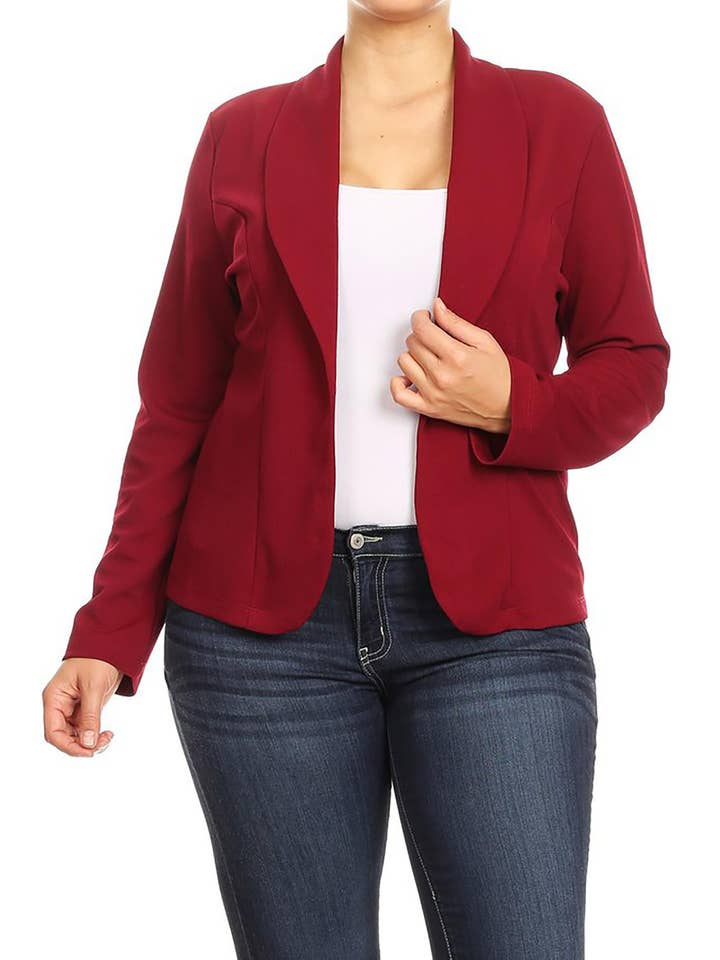 MOA COLLECTION - Wholesale Blazer - Women's - Women's Solid Casual Plus Size Trendy Blazer Jacket