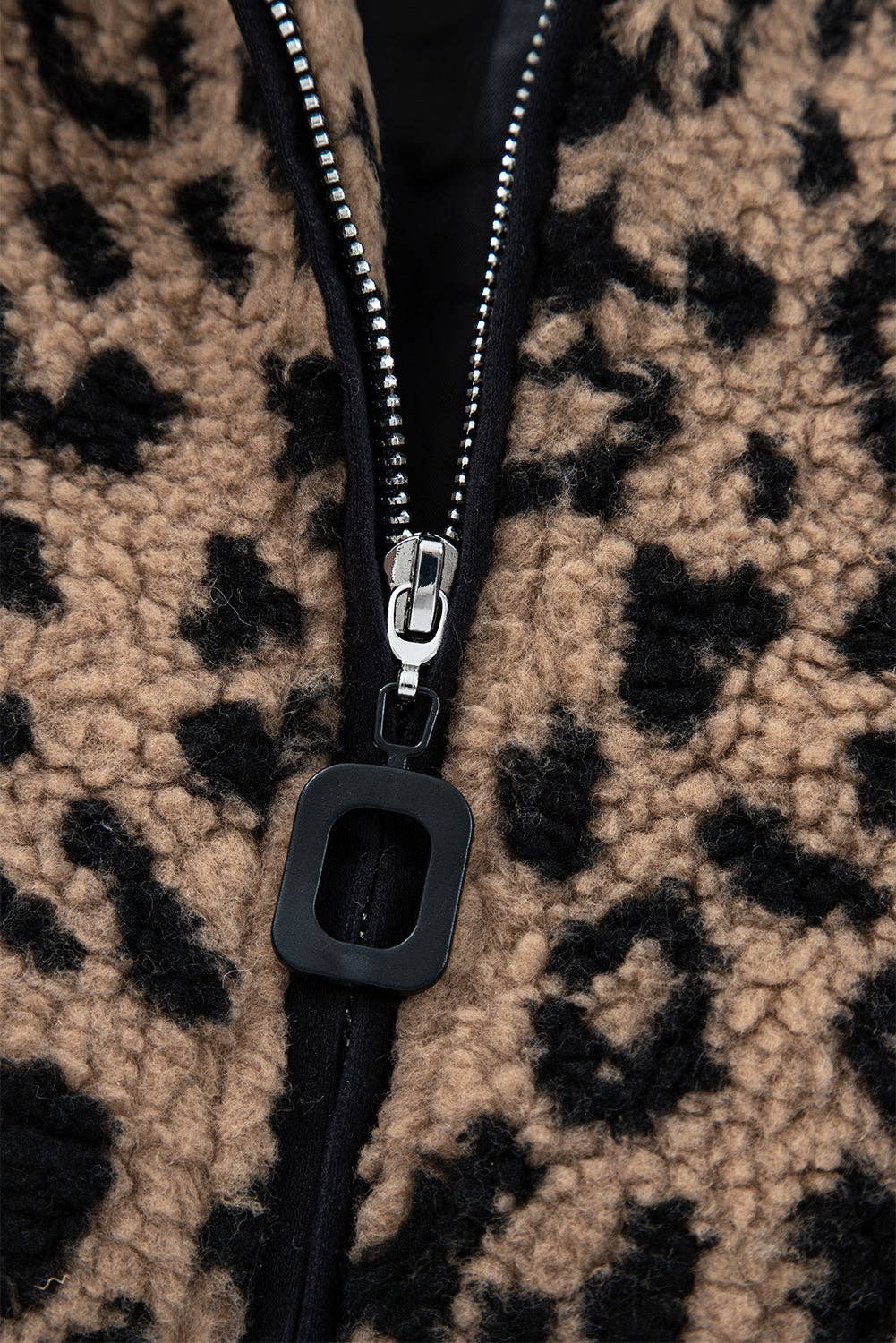 Khaki Leopard Zip-Up Side Pocket Jacket for wholesale on Faire15