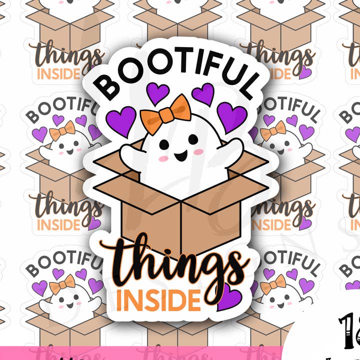 LLB Designs Studio - Wholesale Sticker - Ghost Bootiful Things | Packaging Stickers | Business Branding | Small Shop Stickers | Sticker #: S0229| Ready To Ship0