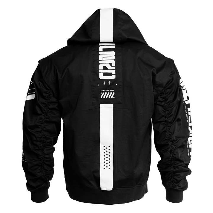 CMG-Type 200R Sweat à Capuche Convertible Noir pour la vente par Fabric of the Universe