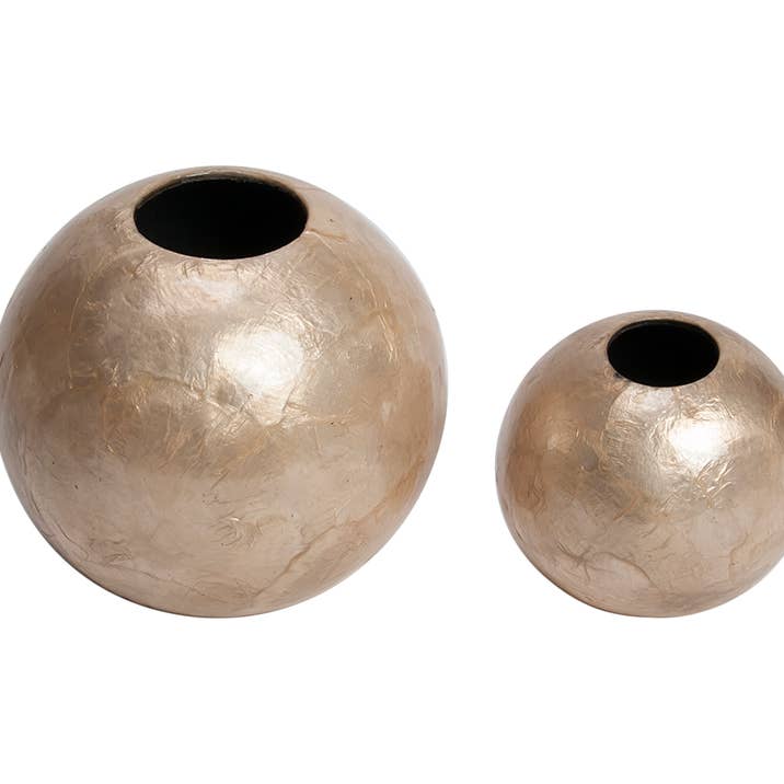 Capiz - Jarrón redondo (oro humo) para venta al por mayor de Dekorasyon Gifts Decor