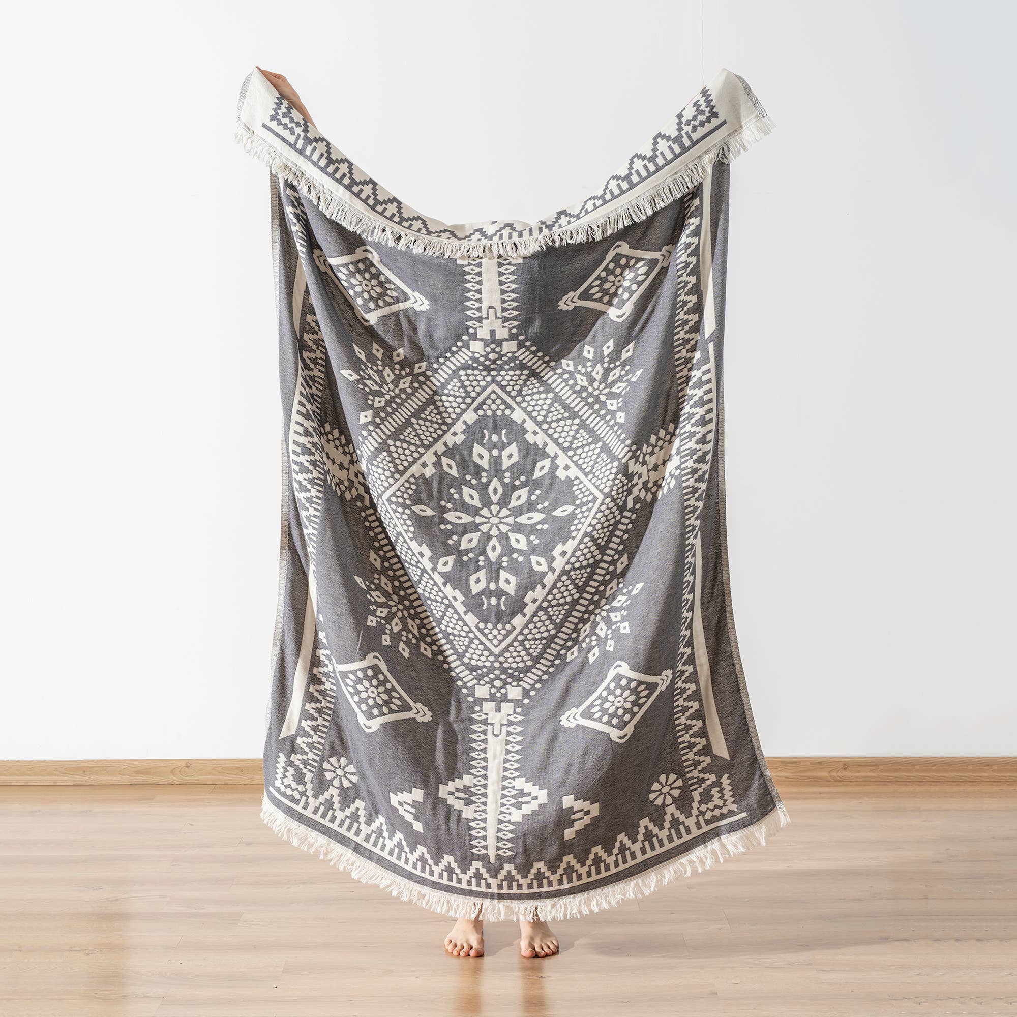 Kikoya – Großhandel Überwurfdecke – Kikoya 100 % Baumwoll-Wohndecke im Landhausstil 130 x 170 cm3