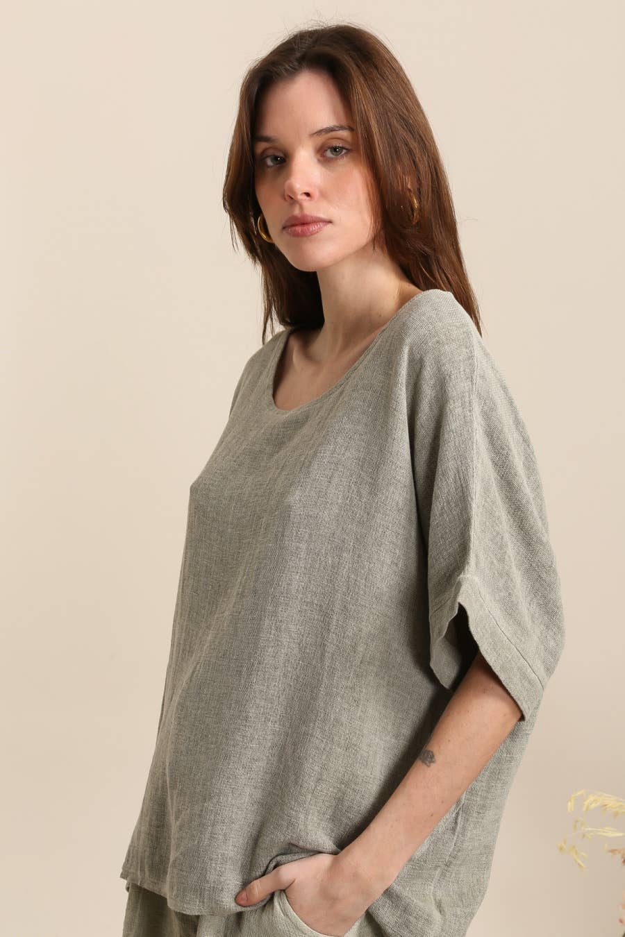 LÉA & LUC - Wholesale Tunic - Women's - Blouse in 50% linen and 50% cotton REF. 464911