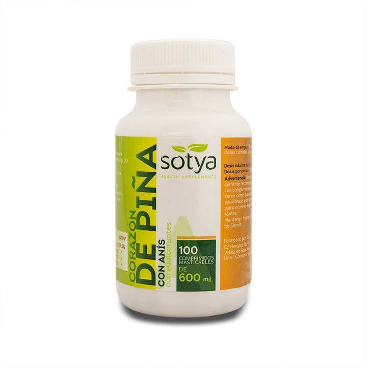 Pridahofarma - Venta al por mayor Suplementos/vitaminas para beber - SOTYA Corazón de Piña 100 comprimidos masticables 600 mg