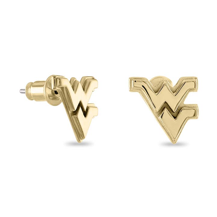 WVU Flying WV Gold Plated Studs for wholesale by Stone Armory