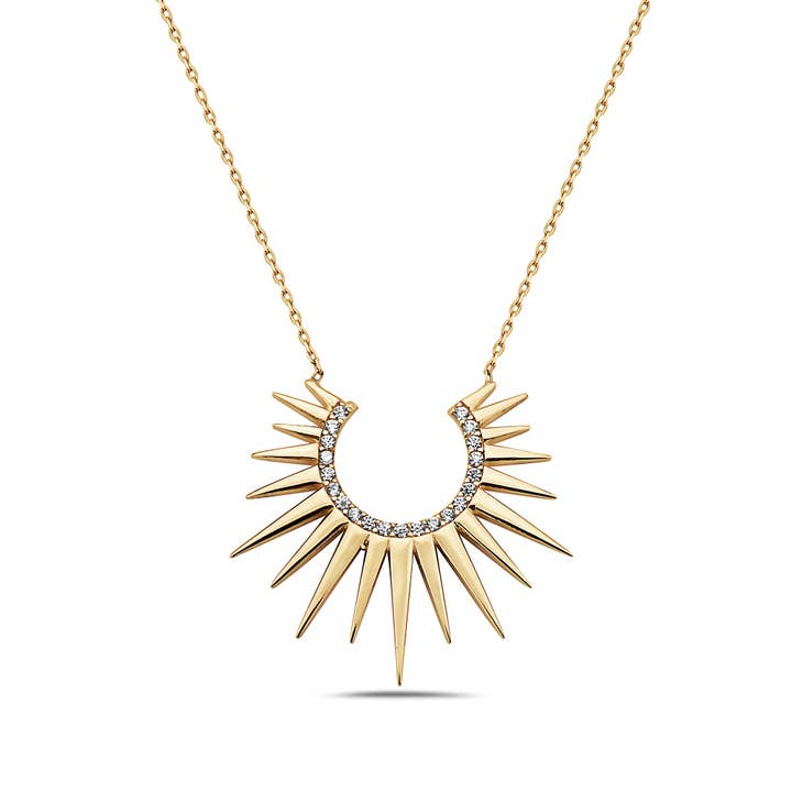 Stigende sol med diamanter vedhæng halskæde for engroshandel hos Meri Lou Jewelry