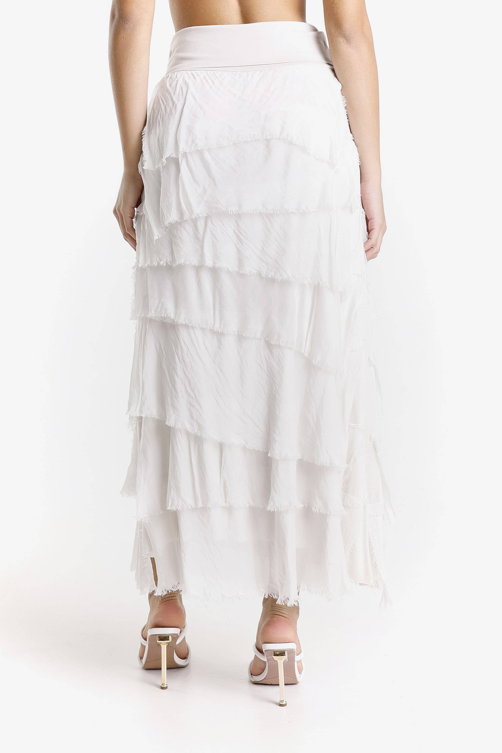 TINA Stephens Italy/Tees By Tina - Wholesale Skirt - Women's - Elisa Silk Ruffle Skirt (SL201)32