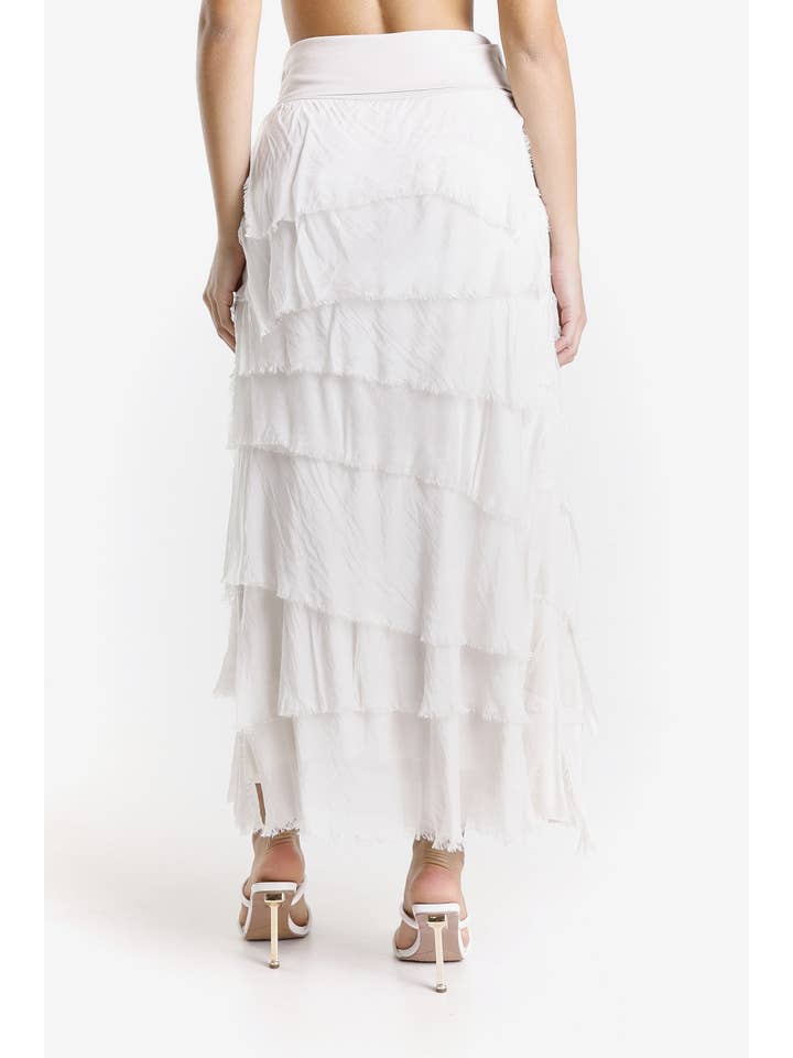 TINA Stephens Italy/Tees By Tina - Wholesale Skirt - Women's - Elisa Silk Ruffle Skirt (SL201)32