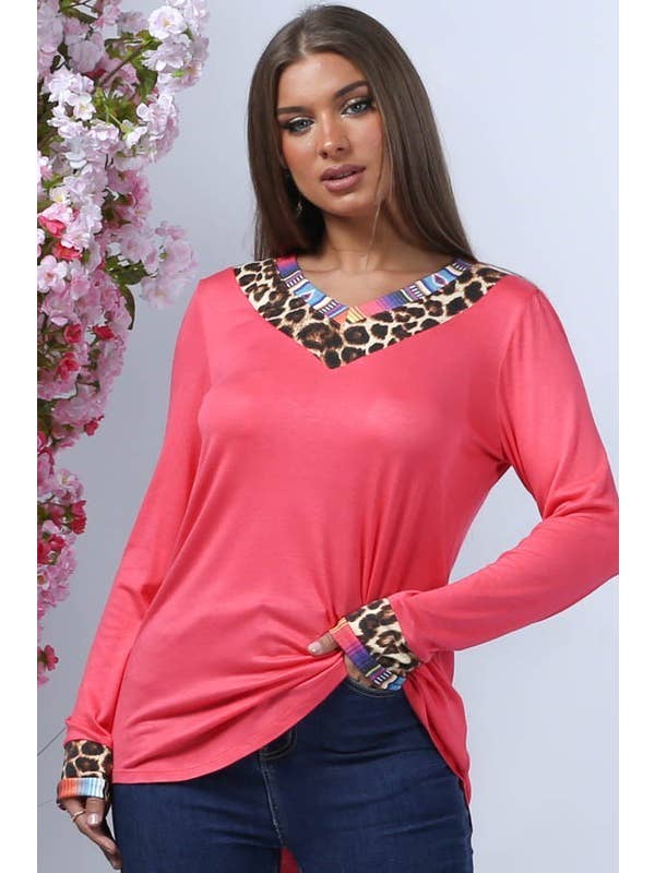 Avery - Wholesale Tunic - Women's - AV1144-SELENA SERAPE-LEOPARD PRINT V NECK TOP8