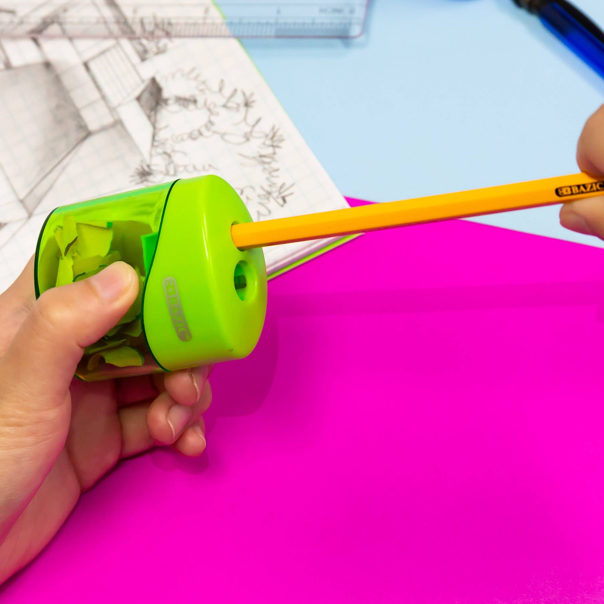 Luna Office Supply -  Everyday Essential – wholesale Pencil sharpener – Dual Blades Sharpener with Square Receptacle- 2 Pack3