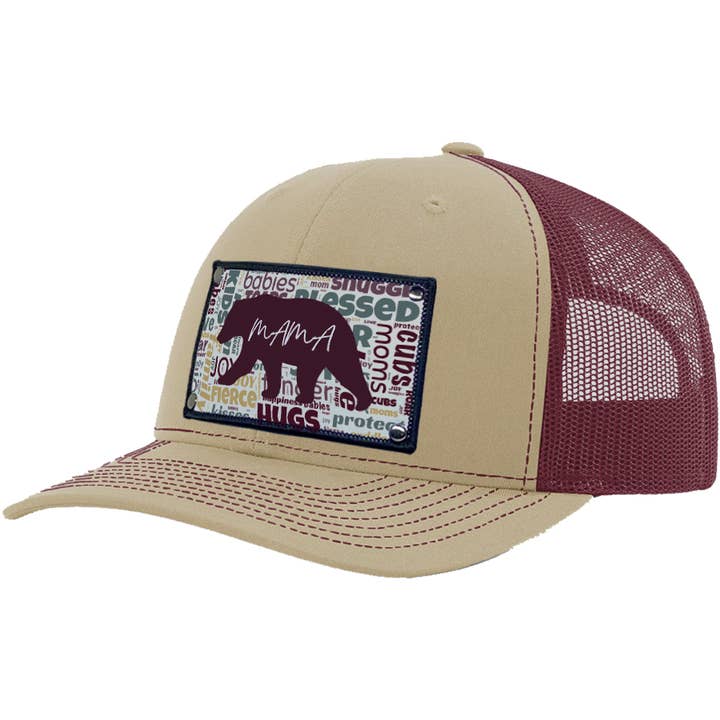 Casquette trucker kaki et bordeaux Mama Bear RCH112 pour la vente par Stryder Gear