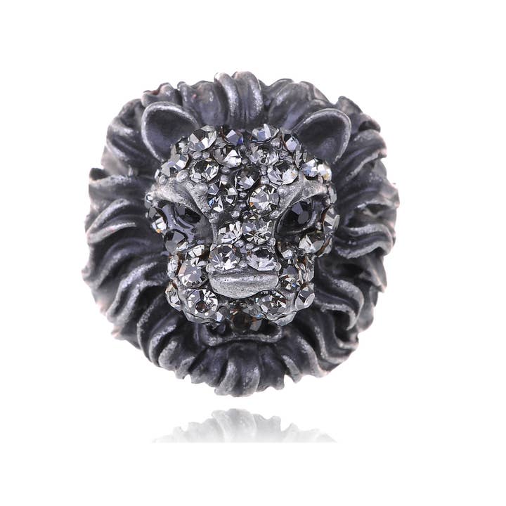 AK Brand – wholesale Cocktail/Statement Ring – Svart Grå Vild Lejonhuvud Multi-Size Statementringar