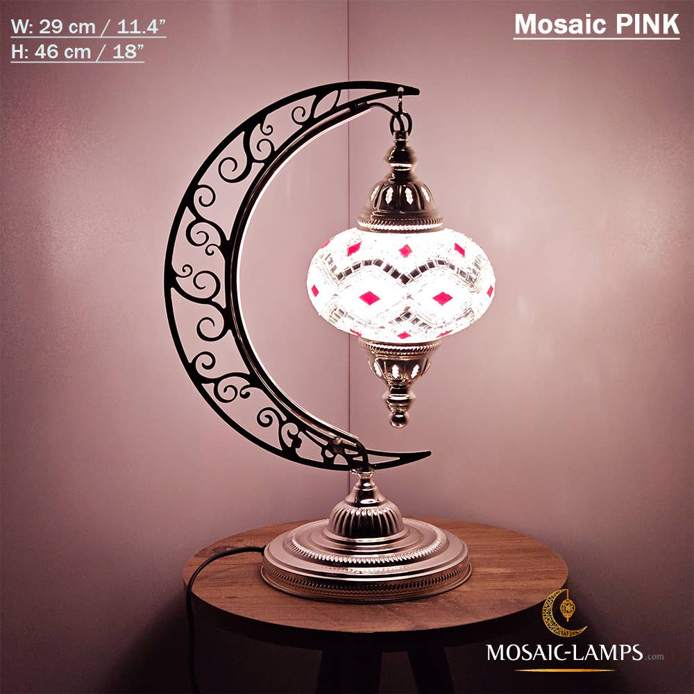 Mosaic Lamps - Vendita all'ingrosso Lampada da scrivania/d'accento - Lampada da scrivania Turkish Moon in argento, luci ad arco marocchine, Murano C45